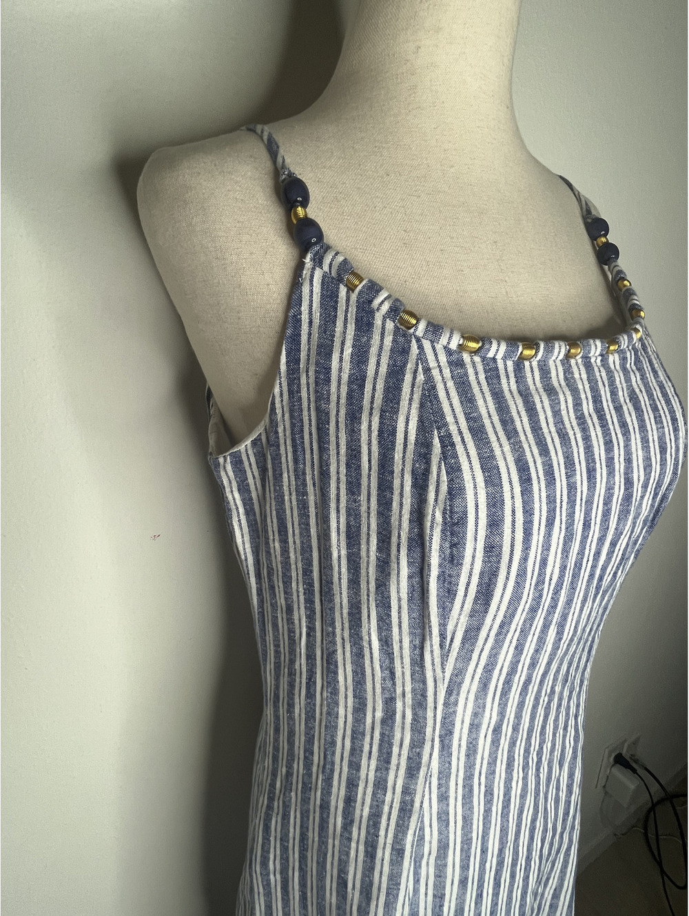 NWOT Calypso Women's Blue/White Striped Dress Size XS - Picture 2 of 9